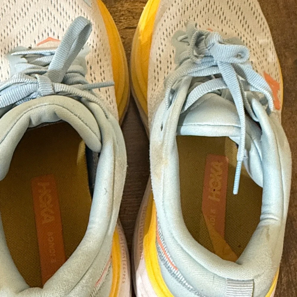 Hoka Light bondi 8 Blue and Yellow Women's Running Shoes - Picture 6 of 7